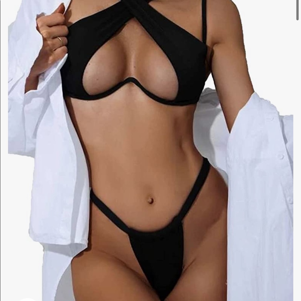 Underwire Cutout Halter Bikini - image 1